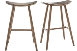 Sale Miliboo Set de 2 taburetes de cocina de diseño nogal 72 cm DEMORY