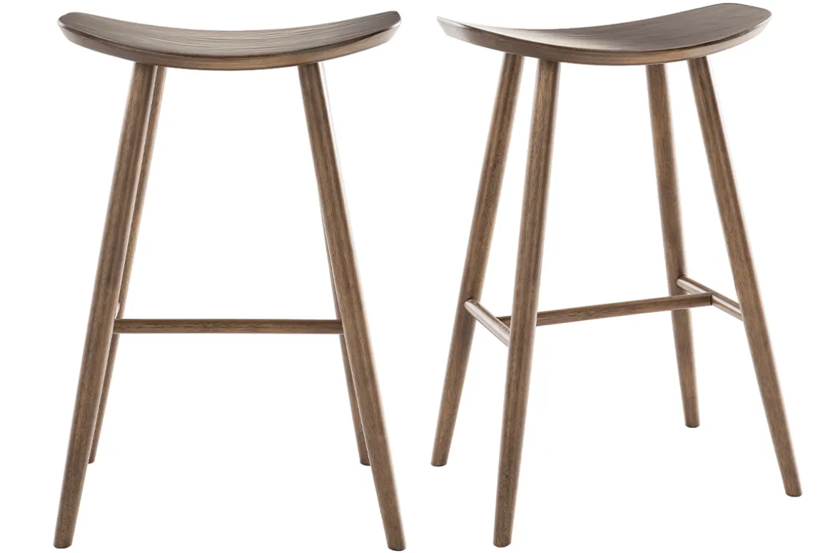 Sale Miliboo Set de 2 taburetes de cocina de diseño nogal 72 cm DEMORY