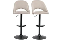 New Miliboo Set de 2 taburetes de cocina ajustables de terciopelo color topo y metal negro COSETTE