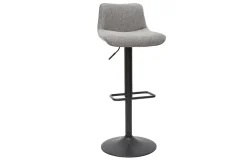 Fashion Miliboo Set de 2 taburetes de cocina regulables y giratorios 360º de tejido efecto aterciopelado gris y metal negro BOOST