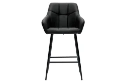 Store Miliboo Set de 2 taburetes de cocina con asiento acolchado negro y metal negro 65 cm MONTERO