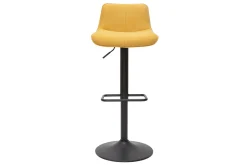 Outlet Miliboo Set de 2 taburetes de cocina regulables y giratorios 360º de tejido efecto aterciopelado amarillo mostaza y metal negro BOOST