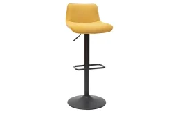 Outlet Miliboo Set de 2 taburetes de cocina regulables y giratorios 360º de tejido efecto aterciopelado amarillo mostaza y metal negro BOOST