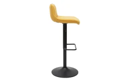 Outlet Miliboo Set de 2 taburetes de cocina regulables y giratorios 360º de tejido efecto aterciopelado amarillo mostaza y metal negro BOOST