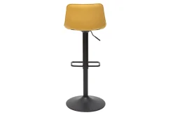 Outlet Miliboo Set de 2 taburetes de cocina regulables y giratorios 360º de tejido efecto aterciopelado amarillo mostaza y metal negro BOOST