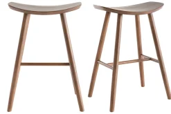 Shop Miliboo Set de 2 taburetes de cocina de nogal 65 cm DEMORY