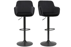Best Miliboo Set de 2 taburetes de cocina ajustables de terciopelo negro y metal AMIKA