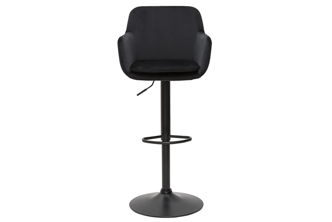 Best Miliboo Set de 2 taburetes de cocina ajustables de terciopelo negro y metal AMIKA