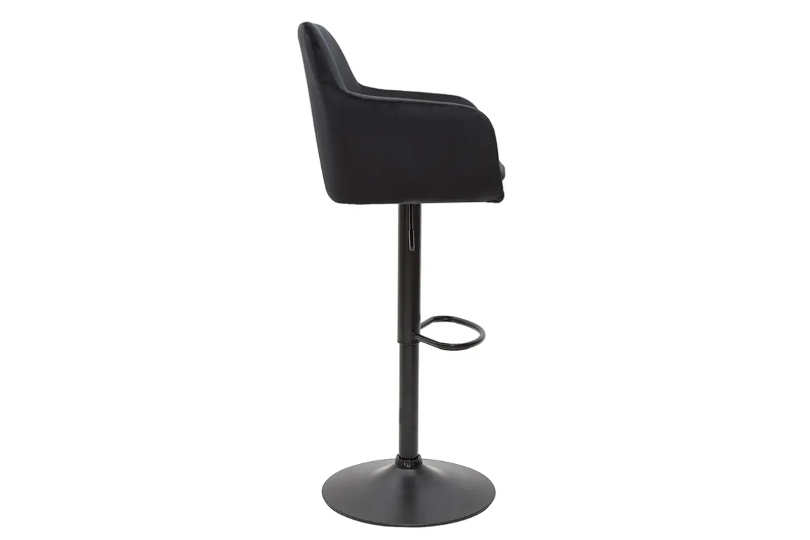 Best Miliboo Set de 2 taburetes de cocina ajustables de terciopelo negro y metal AMIKA