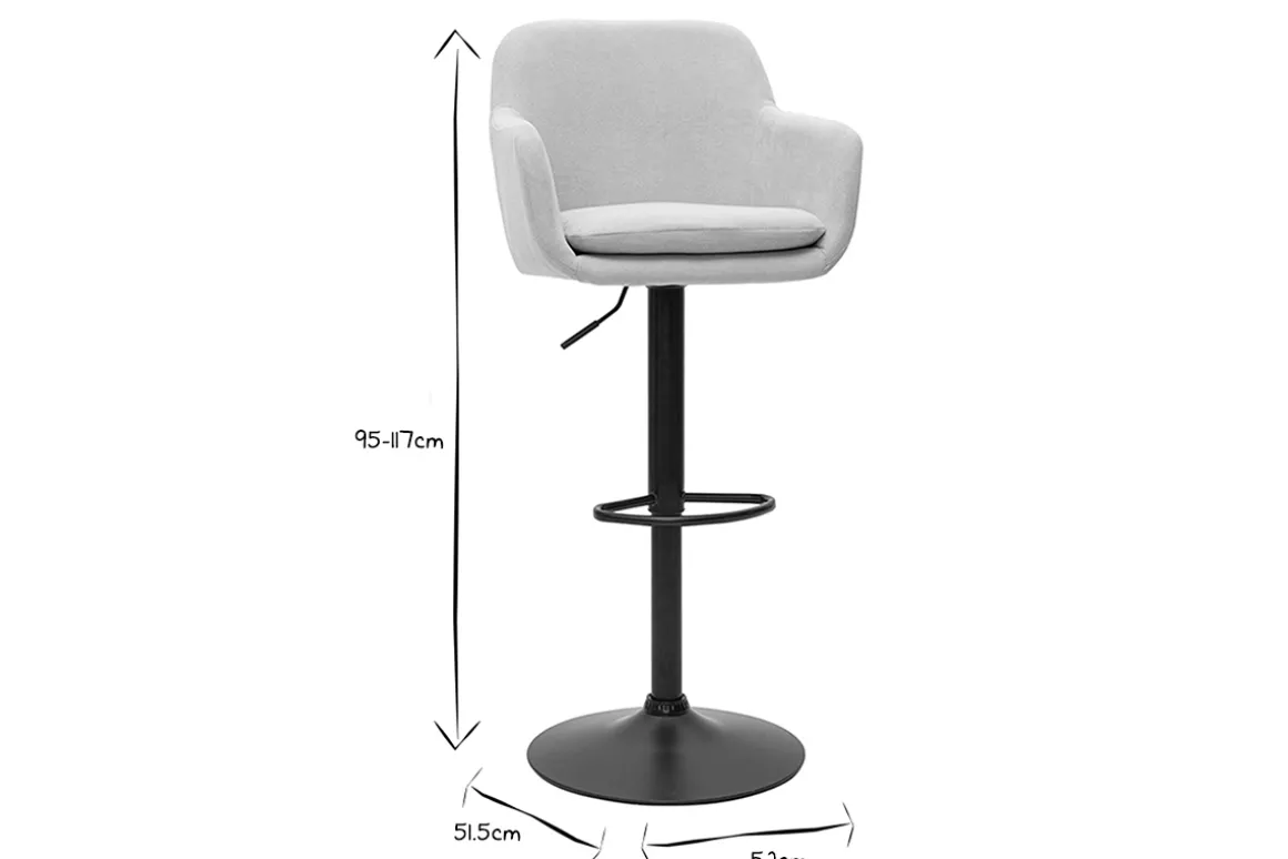 Best Miliboo Set de 2 taburetes de cocina ajustables de terciopelo negro y metal AMIKA