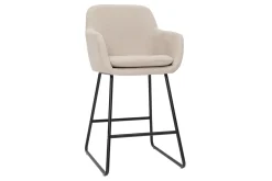 Outlet Miliboo Set de 2 taburetes de cocina de tejido efecto aterciopelado beige de 65 cm AMIKA
