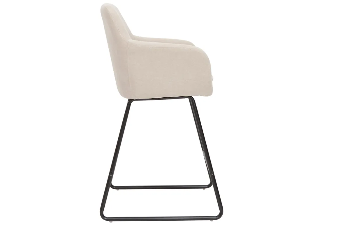 Outlet Miliboo Set de 2 taburetes de cocina de tejido efecto aterciopelado beige de 65 cm AMIKA