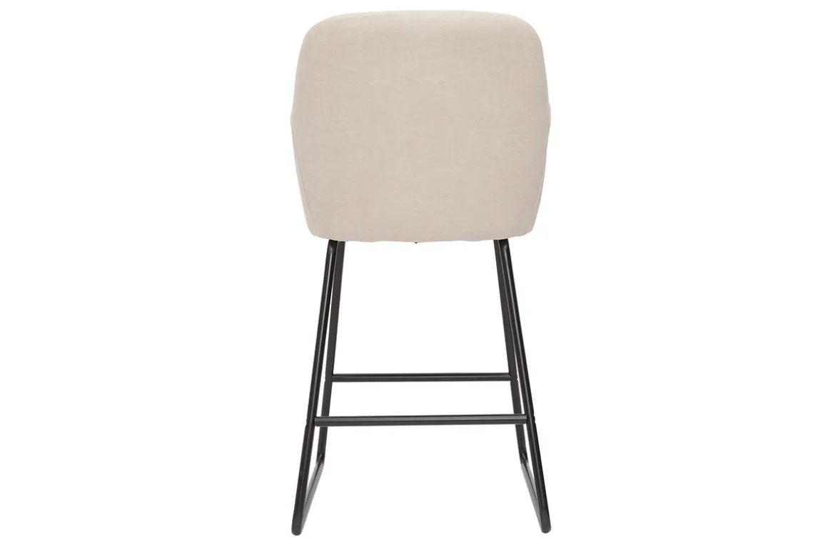 Outlet Miliboo Set de 2 taburetes de cocina de tejido efecto aterciopelado beige de 65 cm AMIKA