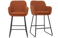 New Miliboo Set de 2 taburetes de cocina efecto aterciopelado terracota 65 cm AMIKA