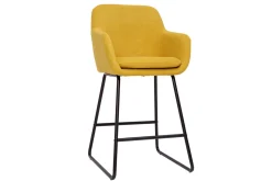 New Miliboo Set de 2 taburetes de cocina efecto aterciopelado amarillo mostaza 65 cm AMIKA
