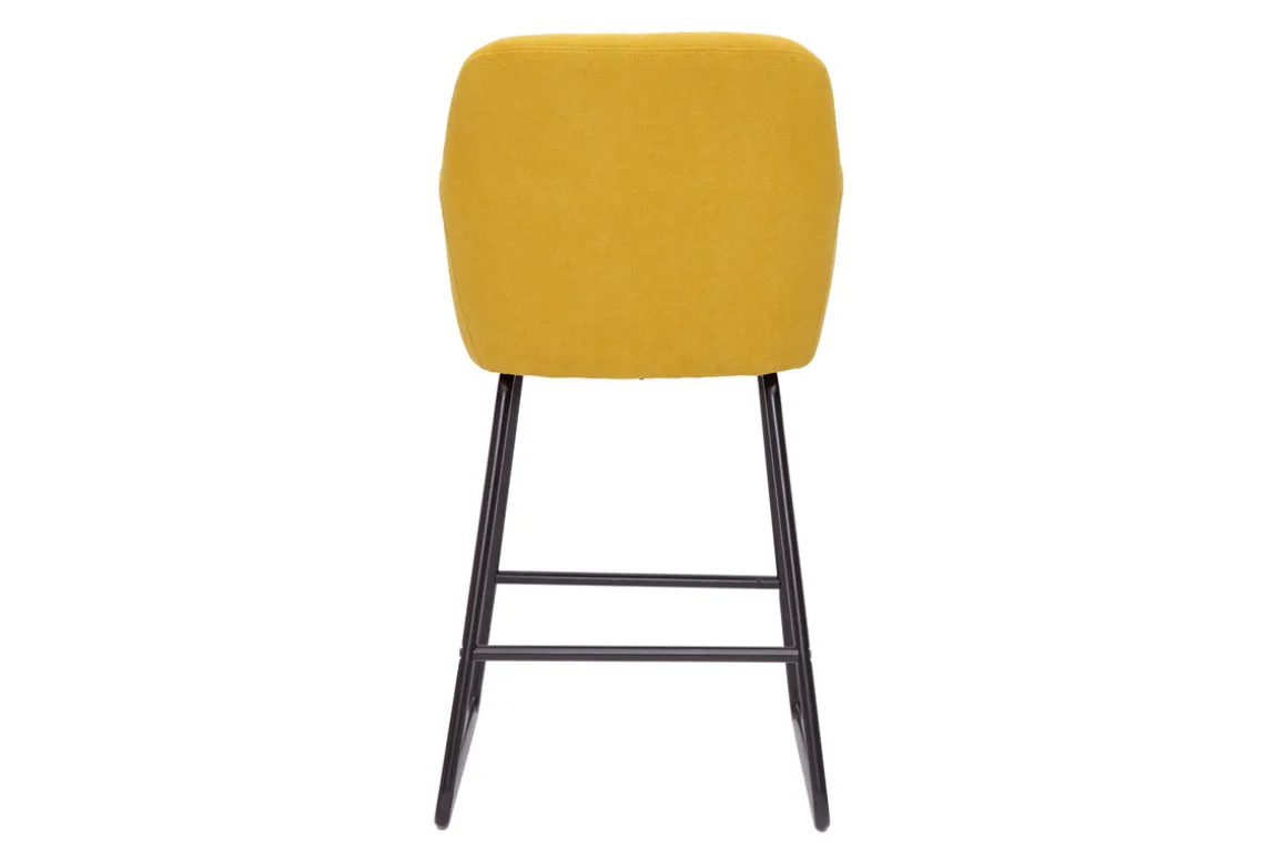 New Miliboo Set de 2 taburetes de cocina efecto aterciopelado amarillo mostaza 65 cm AMIKA