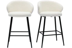 Cheap Miliboo Set de 2 taburetes de cocina de diseño tela efecto borreguillo y metal negro ROSALIE