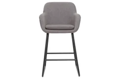 Clearance Miliboo Set de 2 taburetes de cocina de tejido efecto aterciopelado gris de 75 cm AMIKA