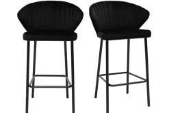 Discount Miliboo Set de 2 taburetes de cocina de diseño de terciopelo negro 68 cm DALLY