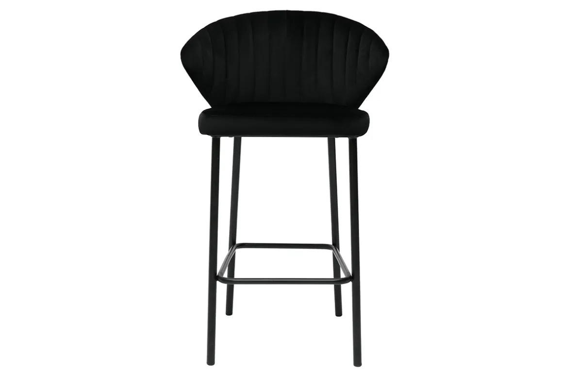 Discount Miliboo Set de 2 taburetes de cocina de diseño de terciopelo negro 68 cm DALLY