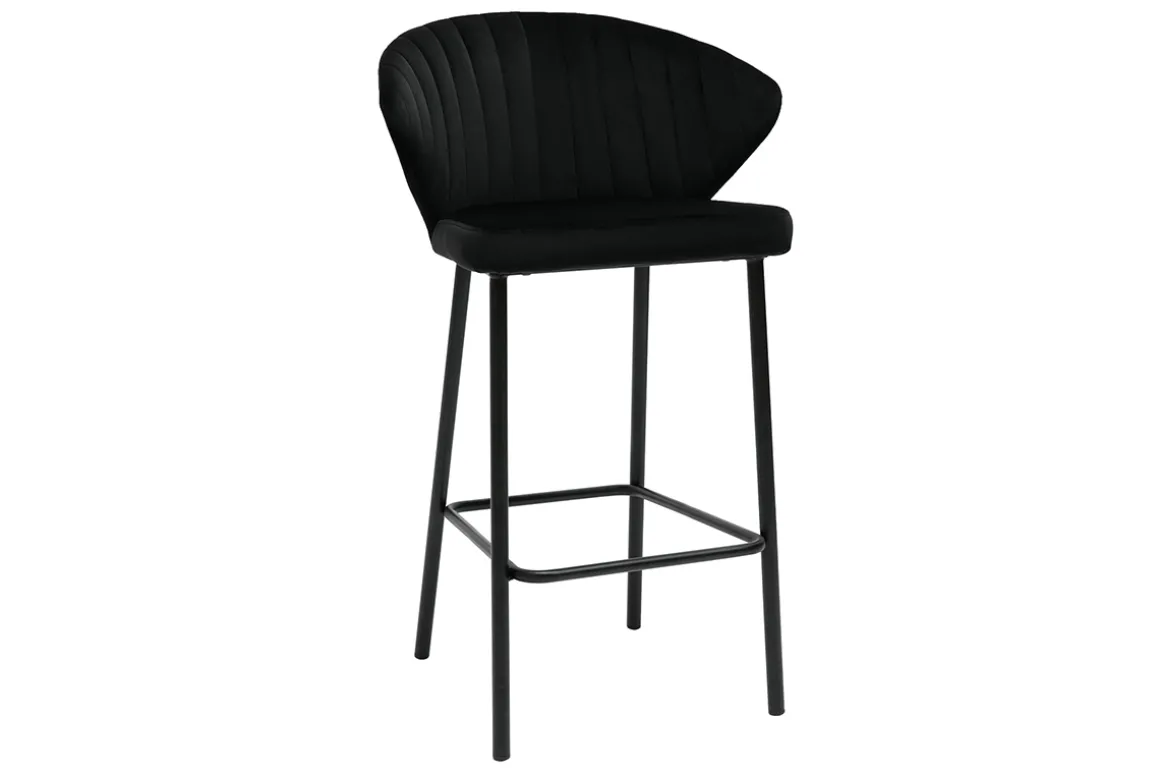 Discount Miliboo Set de 2 taburetes de cocina de diseño de terciopelo negro 68 cm DALLY