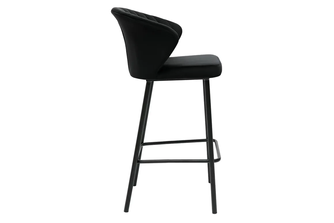 Discount Miliboo Set de 2 taburetes de cocina de diseño de terciopelo negro 68 cm DALLY