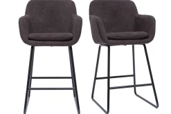 Sale Miliboo Set de 2 taburetes de cocina efecto aterciopelado gris oscuro 65 cm de altura AMIKA