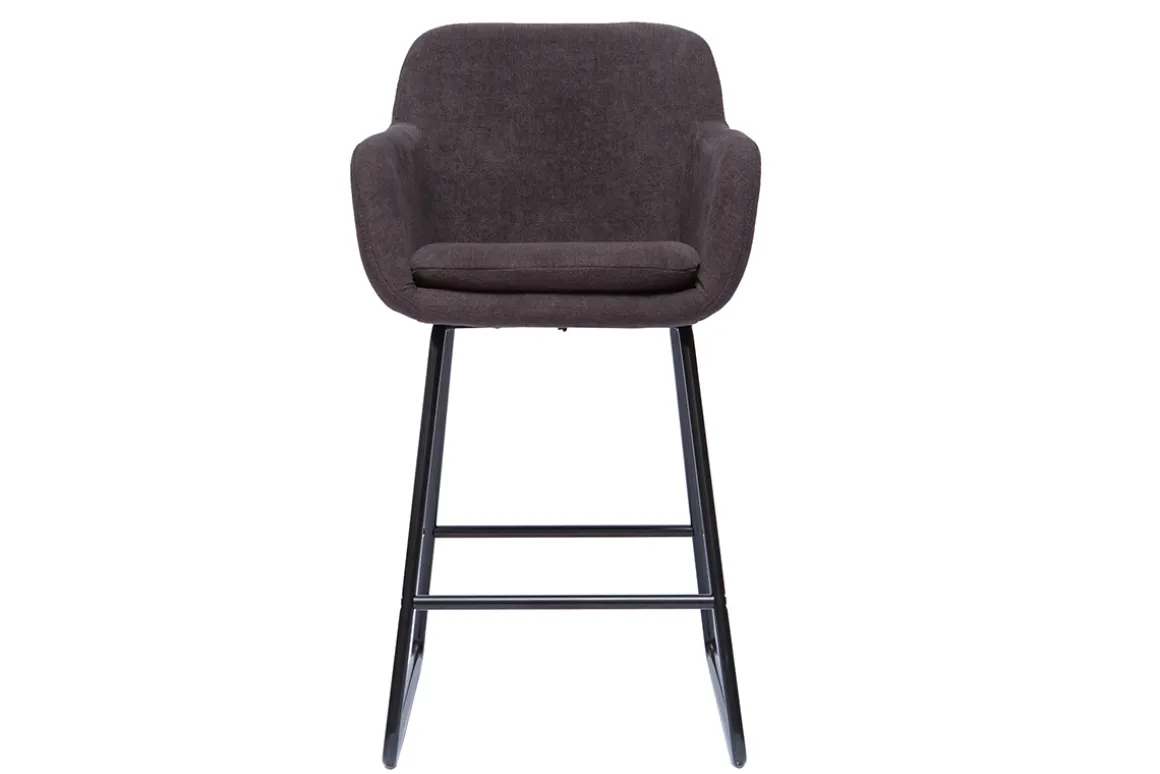 Sale Miliboo Set de 2 taburetes de cocina efecto aterciopelado gris oscuro 65 cm de altura AMIKA