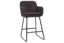 Sale Miliboo Set de 2 taburetes de cocina efecto aterciopelado gris oscuro 65 cm de altura AMIKA