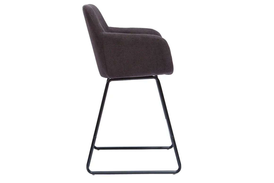 Sale Miliboo Set de 2 taburetes de cocina efecto aterciopelado gris oscuro 65 cm de altura AMIKA