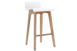 Clearance Miliboo Set de 2 taburetes de cocina nórdicos madera clara y blanco 65 cm BALTIK