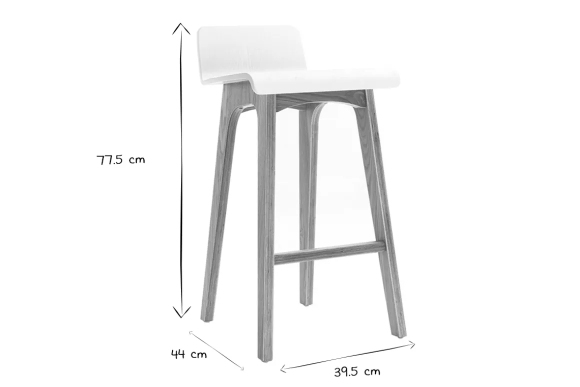 Clearance Miliboo Set de 2 taburetes de cocina nórdicos madera clara y blanco 65 cm BALTIK