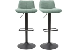 Cheap Miliboo Set de 2 taburetes de cocina regulables de tejido efecto aterciopelado texturizado verde celadón y metal negro BOOST