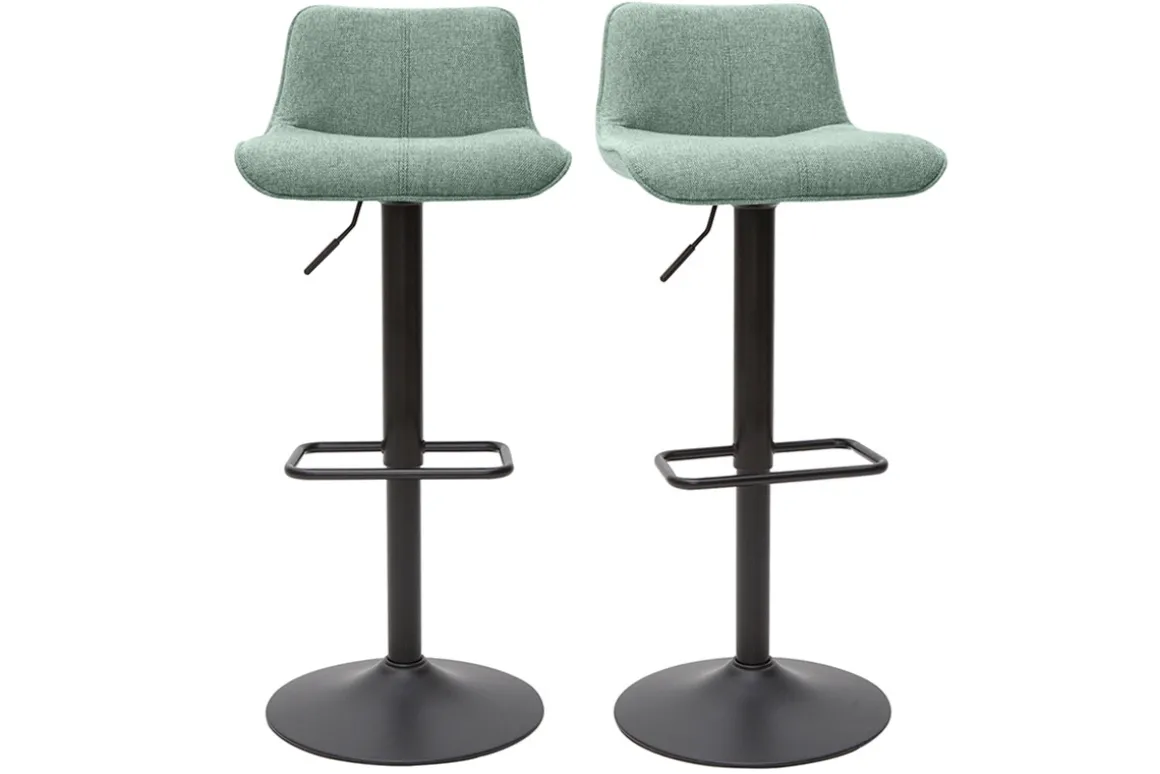 Cheap Miliboo Set de 2 taburetes de cocina regulables de tejido efecto aterciopelado texturizado verde celadón y metal negro BOOST