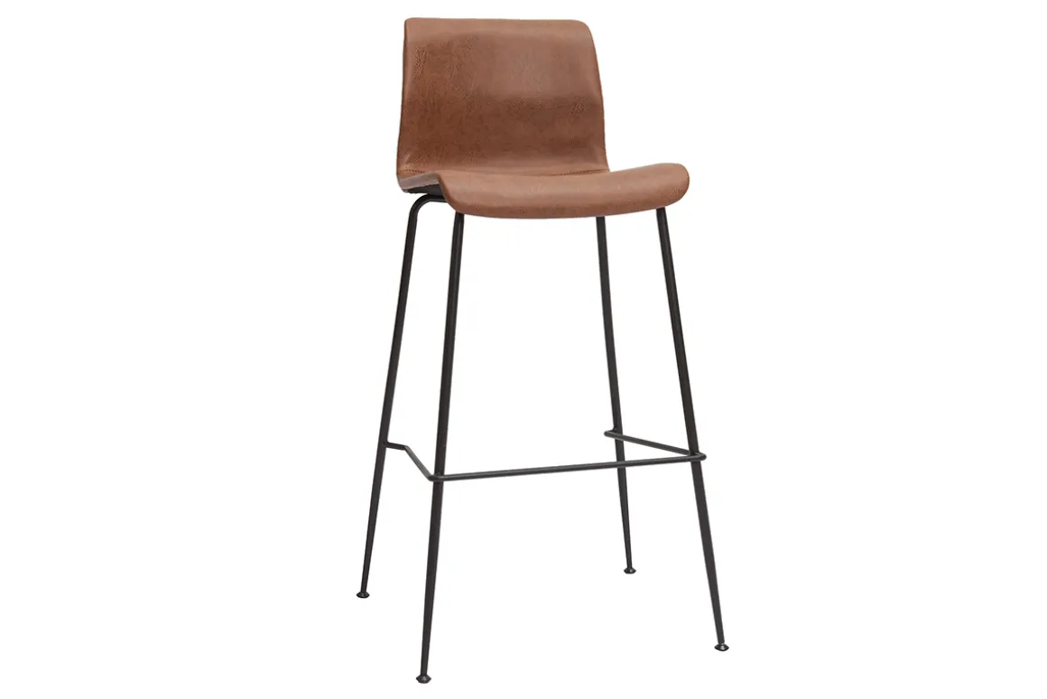 Clearance Miliboo Set de 2 taburetes de cocina fijos marrón envejecido y metal negro 75 cm HAROLD