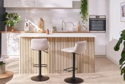 Cheap Miliboo Set de 2 taburetes de cocina regulables y giratorios 360º de tejido efecto aterciopelado beige y metal BOOST