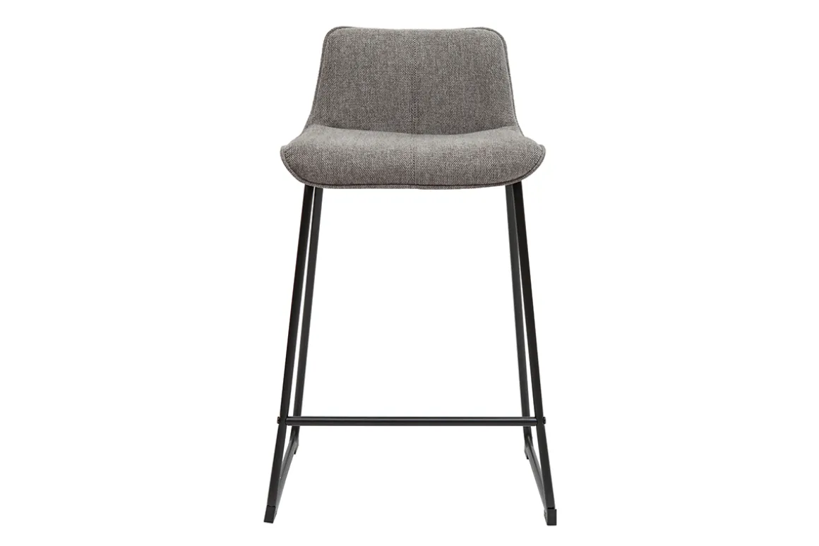 Sale Miliboo Set de 2 taburetes de cocina efecto aterciopelado texturizado gris y metal 65 cm BOOST