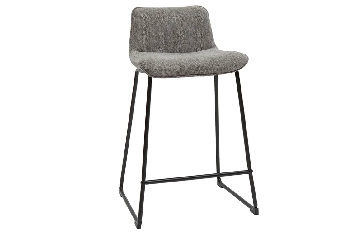 Sale Miliboo Set de 2 taburetes de cocina efecto aterciopelado texturizado gris y metal 65 cm BOOST