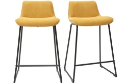 Flash Sale Miliboo Set de 2 taburetes de cocina efecto aterciopelado texturizado amarillo mostaza y metal 65 cm BOOST
