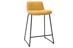 Flash Sale Miliboo Set de 2 taburetes de cocina efecto aterciopelado texturizado amarillo mostaza y metal 65 cm BOOST