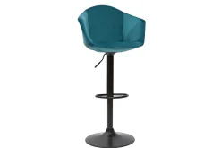Hot Miliboo Set de 2 taburetes de cocina ajustables 360º de terciopelo azul petróleo y metal TAYA