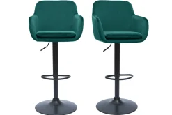 Best Sale Miliboo Set de 2 taburetes de cocina ajustables de terciopelo azul petróleo y metal negro AMIKA