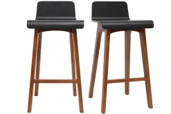 Cheap Miliboo Set de 2 taburetes de cocina nórdicos nogal y negro 65 cm BALTIK
