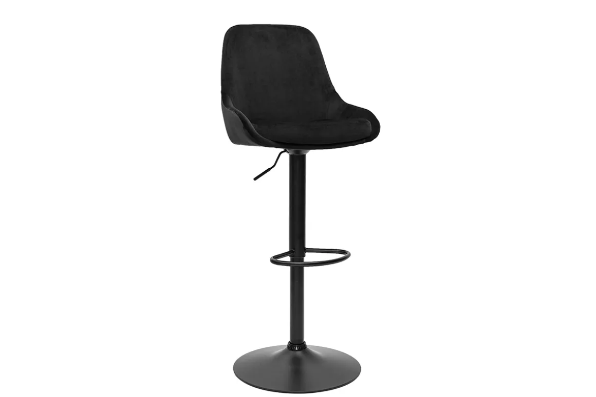 Clearance Miliboo Set de 2 taburetes de cocina de diseño ajustables 360º de terciopelo azul petróleo y metal negro HOLO