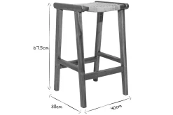 Discount Miliboo Set de 2 taburetes de cocina étnicos de madera maciza de teca y caña de ratán 65 cm GAWA