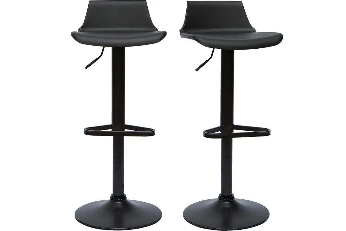 Clearance Miliboo Set de 2 taburetes de cocina de diseño negro ajustables 360º KRONOS