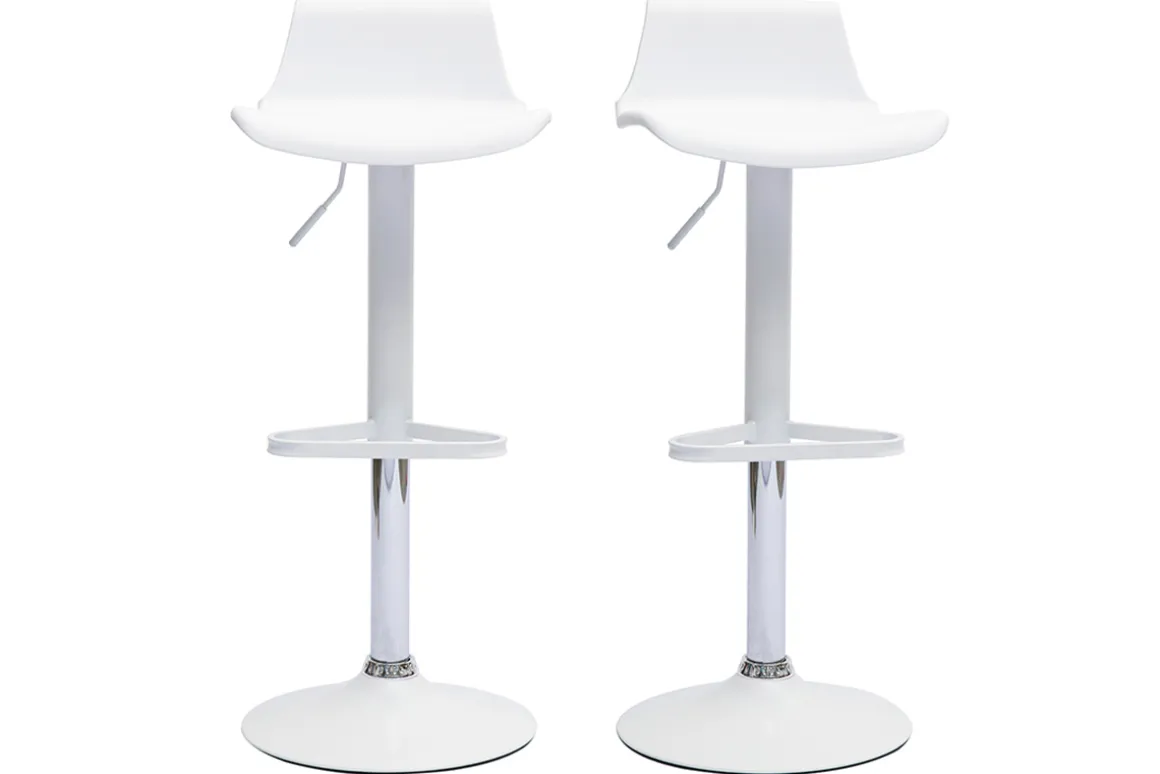Best Sale Miliboo Set de 2 taburetes de cocina de diseño blancos ajustables 360º KRONOS