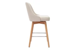 Discount Miliboo Set de 2 taburetes de cocina nórdicos de tela beige y madera maciza 65 cm HASTA