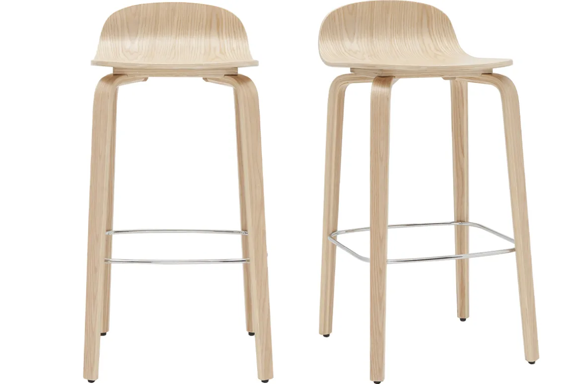 Outlet Miliboo Set de 2 taburetes de cocina nórdicos de madera de roble 68 cm OBRA