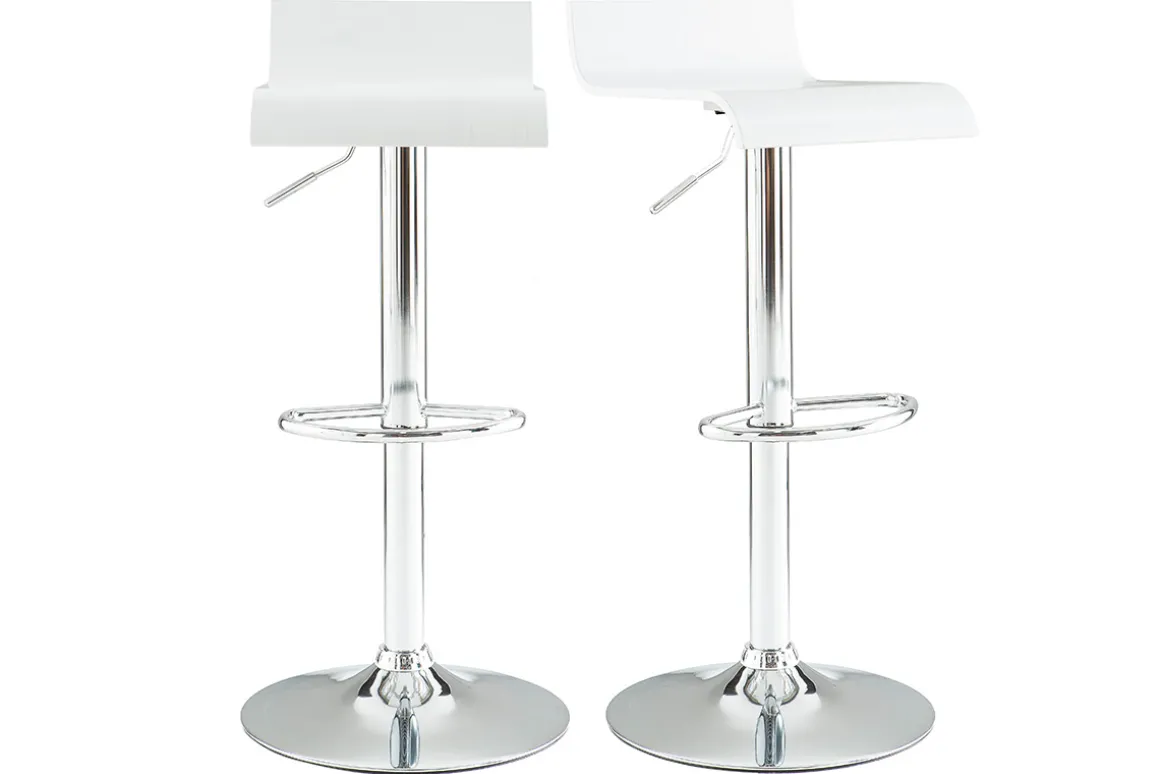 Shop Miliboo Set de 2 taburetes de cocina blancos con madera y acero cromado SURF V2